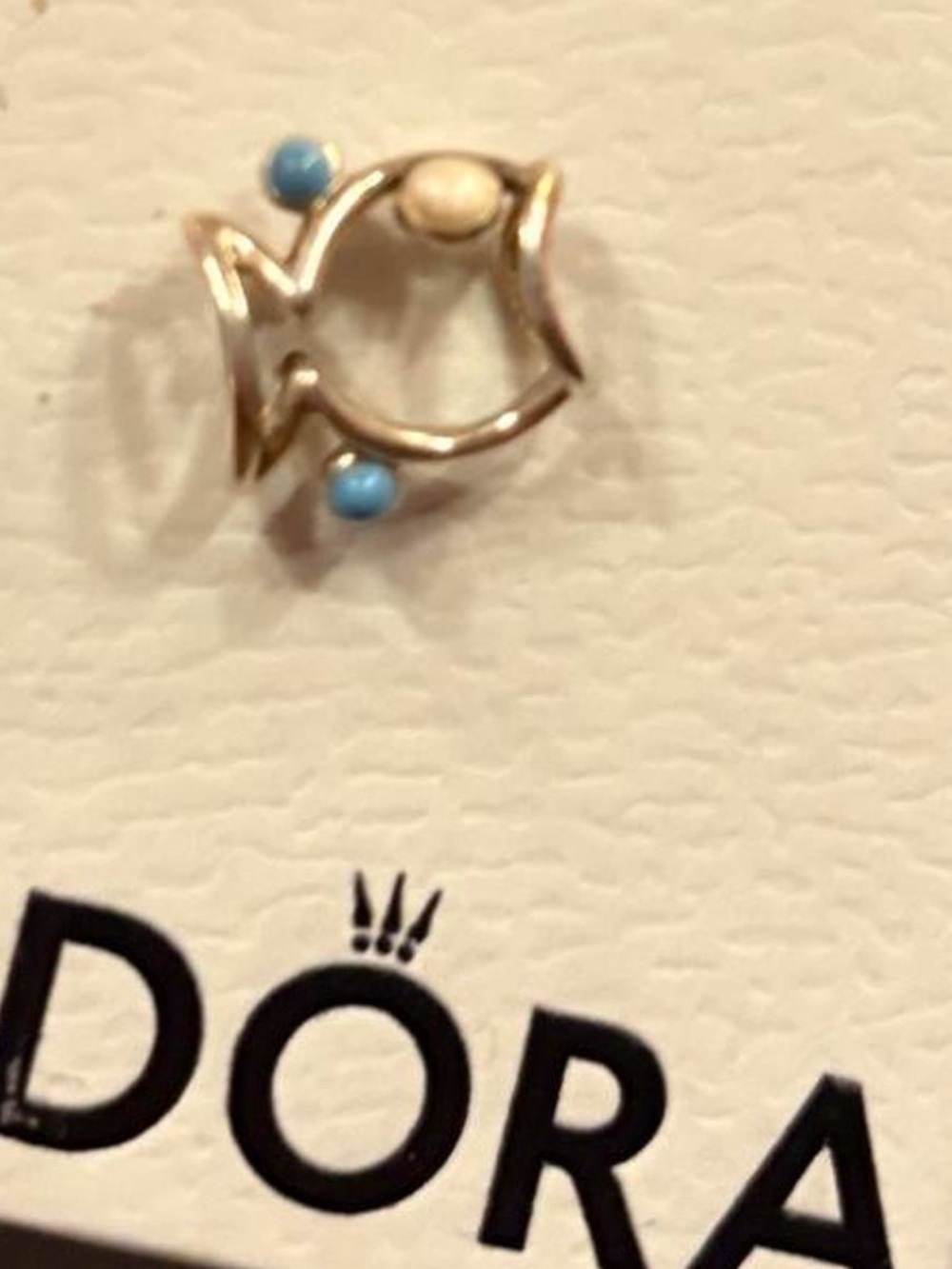 Pandora Silver Fish Stud with Blue and Cream Accents